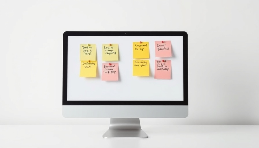 Monitor with sticky notes highlighting ideas and tasks related to artificial general intelligence.