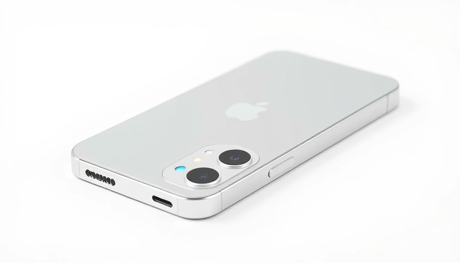 Sleek silver Apple iPhone 13 angled view showcasing rear cameras with minimalist design.