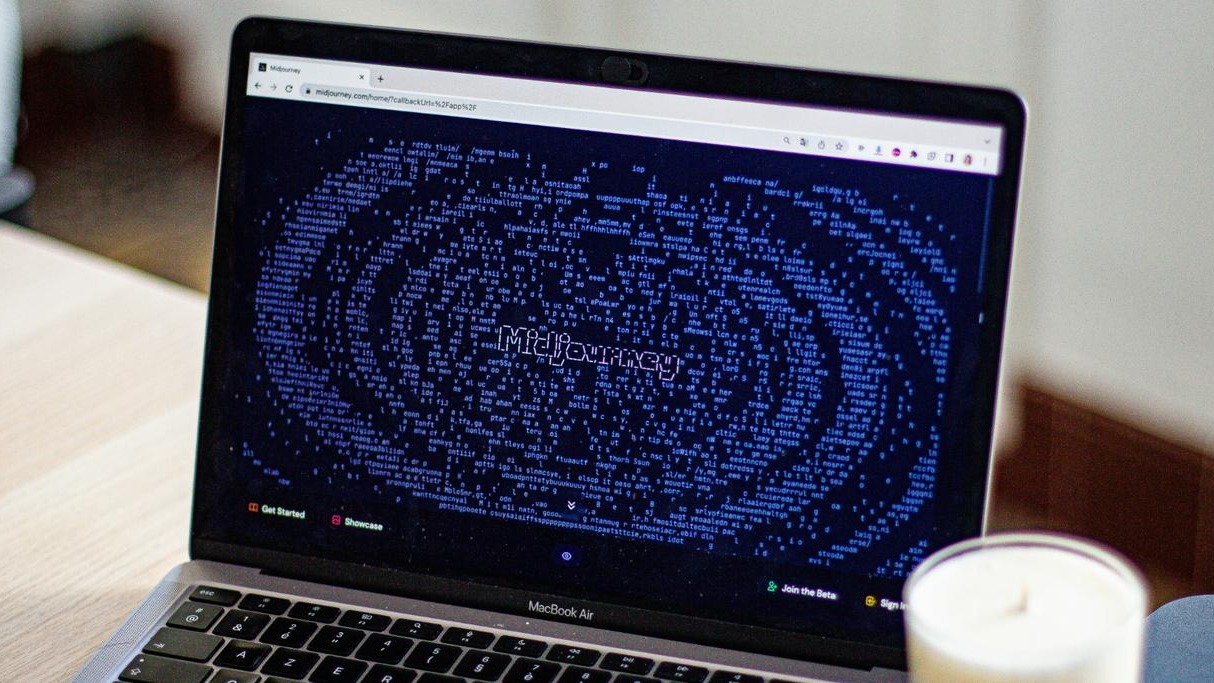 Human-centered AI promotion with male executive and tech background.