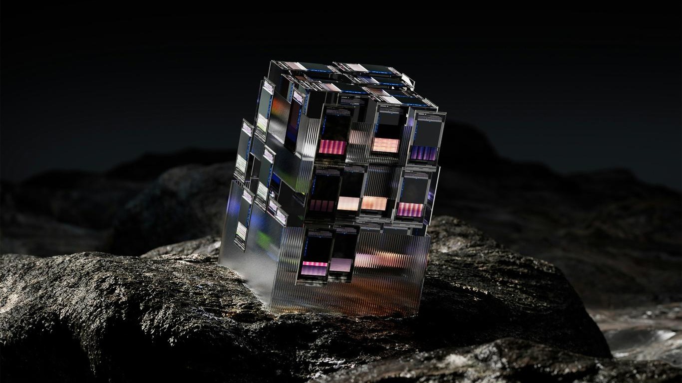 Close-up of futuristic microchip symbolizing AI in the workplace.