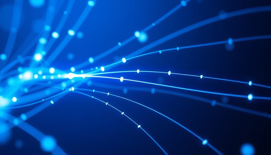 Glowing fiber optic cables representing broadband infrastructure funding.