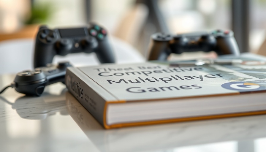 Close-up of 'The Best Competitive Multiplayer Games' book on a table with a game controller in the background.