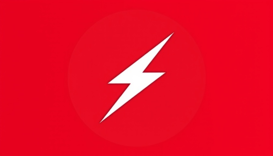 Red and white lightning bolt symbol for ANGA COM 2025 broadband investments.