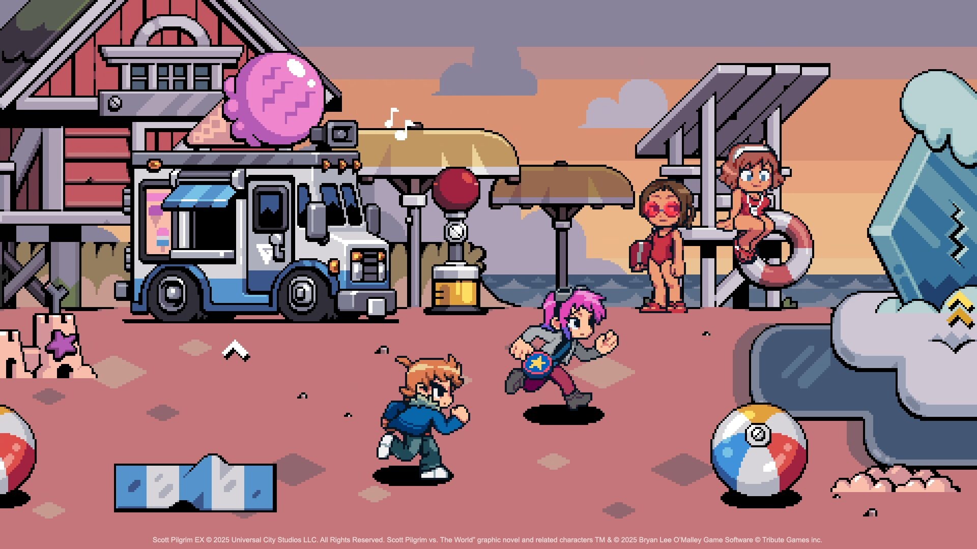 Scott Pilgrim EX video game character in action, dynamic punch