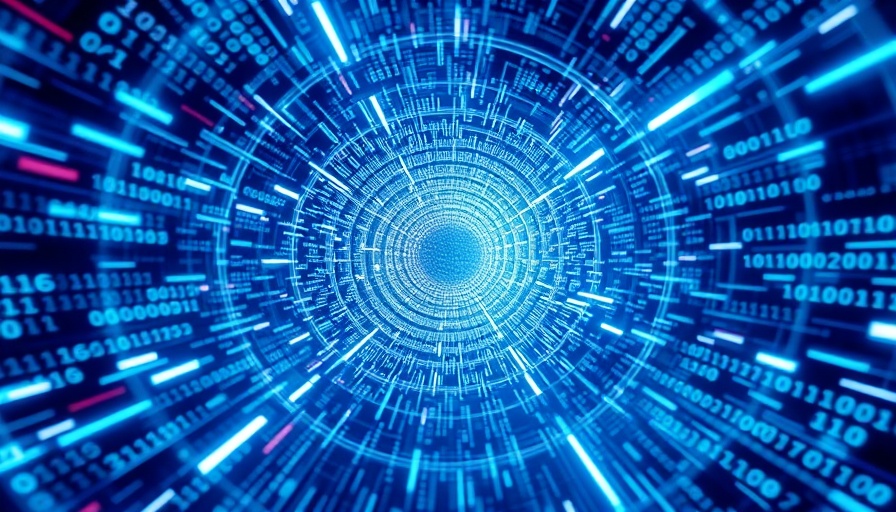 Futuristic digital data tunnel representing broadband infrastructure funding.