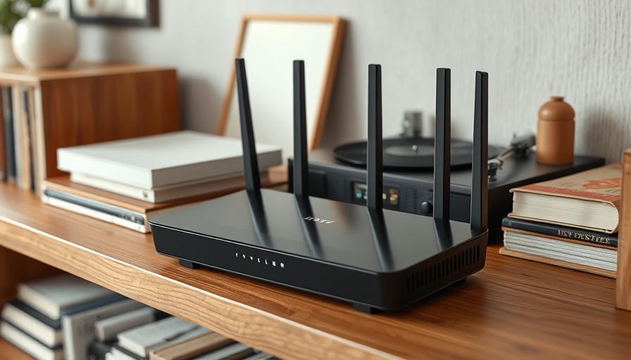 Modern router setup in living room environment.