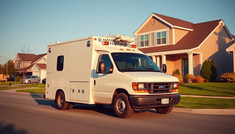 Fiber internet Baltimore expansion with service van in suburban area.