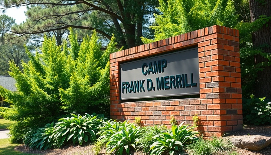 Camp Frank D. Merrill entrance sign, Military Leadership Culture Change.