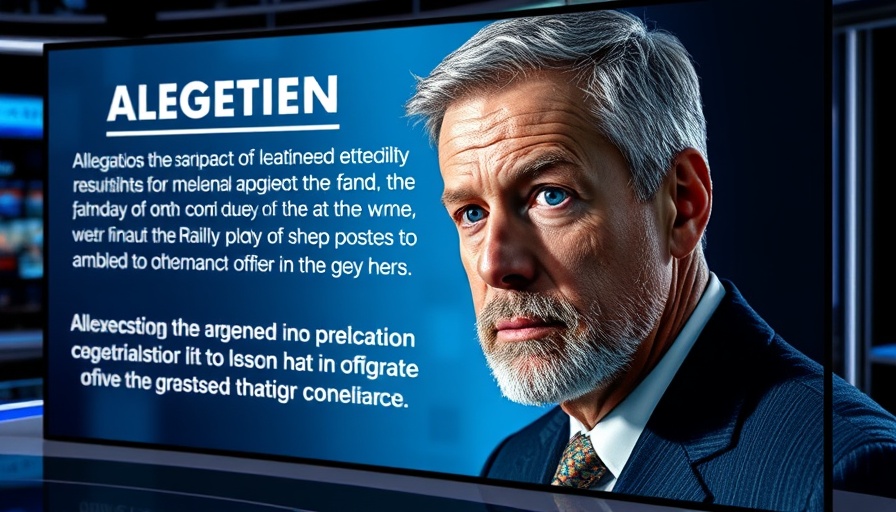 News graphic about ISP Trooper defrauding company with portrait and text summary.