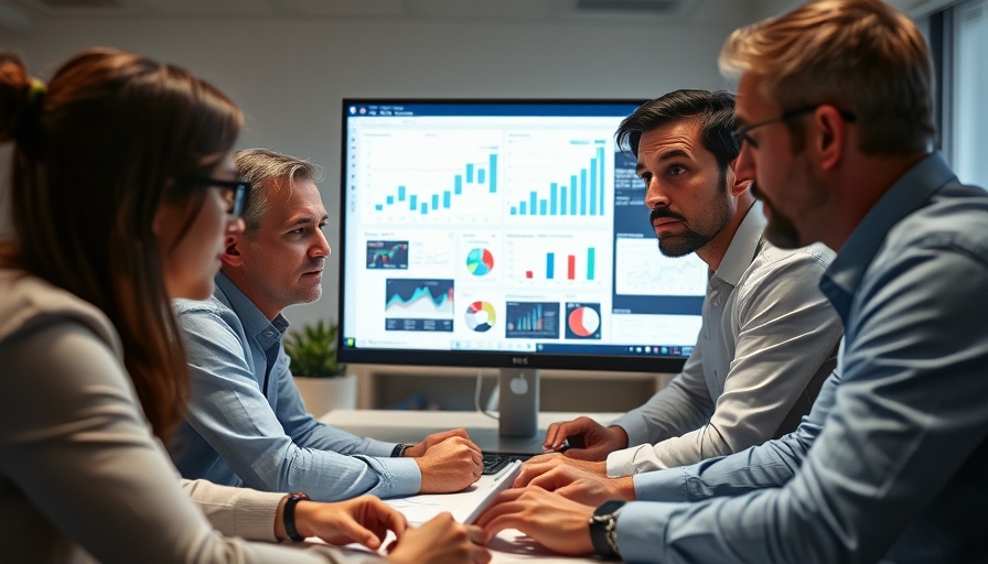 Two professionals discussing HR technology data proficiency, reviewing charts on a computer screen.