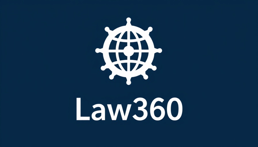 Law360 logo on dark blue background, minimalistic design.