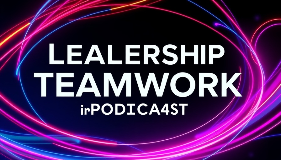 Podcast poster on leadership with neon design.