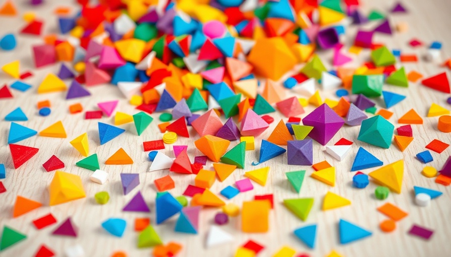 Colorful geometric shapes representing neurodiversity workplace initiatives.