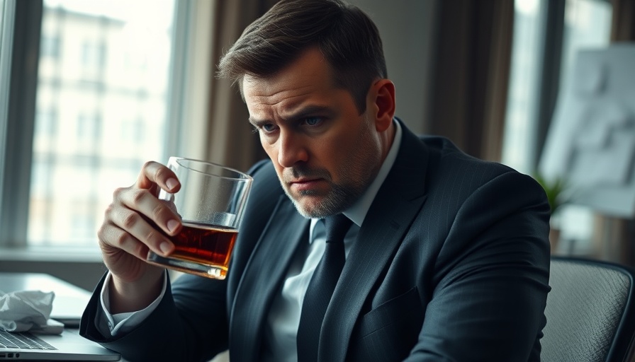 Professional workplace stress with alcohol, emphasizing recovery-friendly workplace.