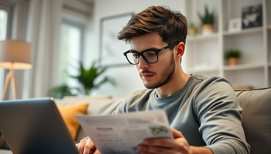 Young man comparing AT&T vs. Spectrum internet plan on laptop.