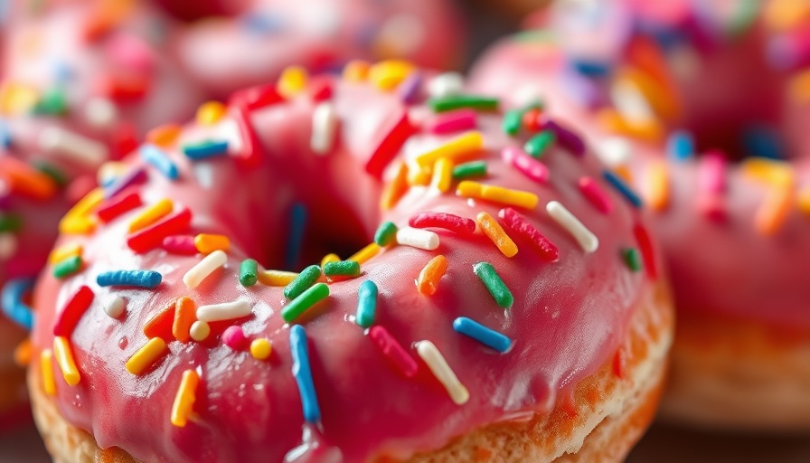 Colorful sprinkled donuts for National Donut Day 2025.