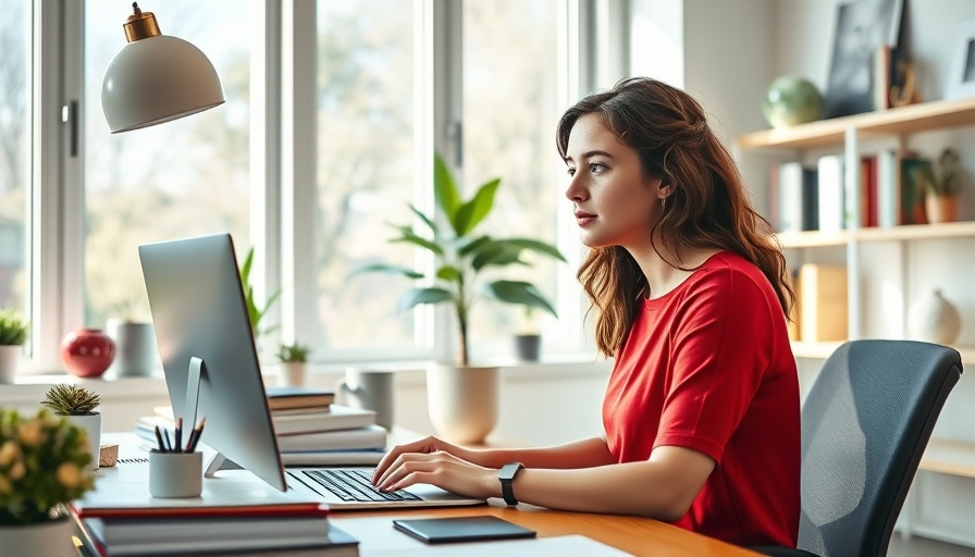 Young woman working in home office, ensuring Protect Devices and Data for Remote Healthcare Work.