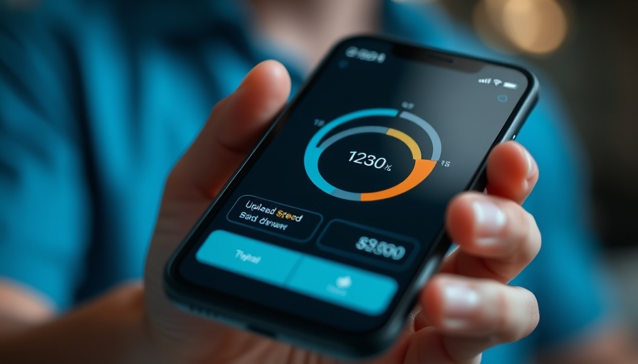 Internet speed test results on smartphone display.