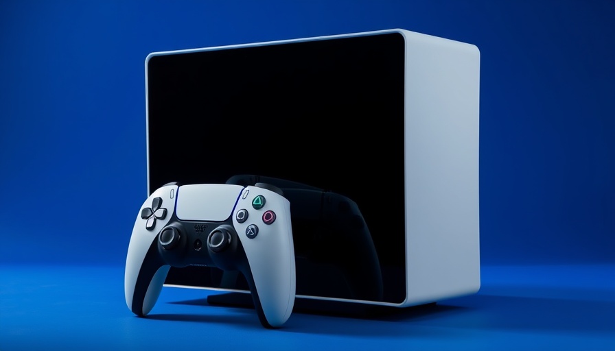 Sleek PS5 Pro console and controller, pricing details on blue backdrop.