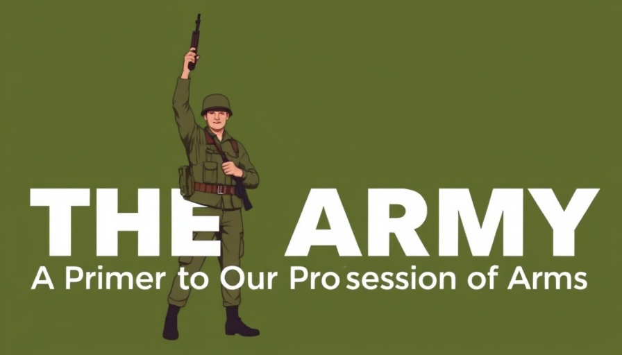 Illustrated soldier raising arm on green background, FM 1-0 military leadership theme.