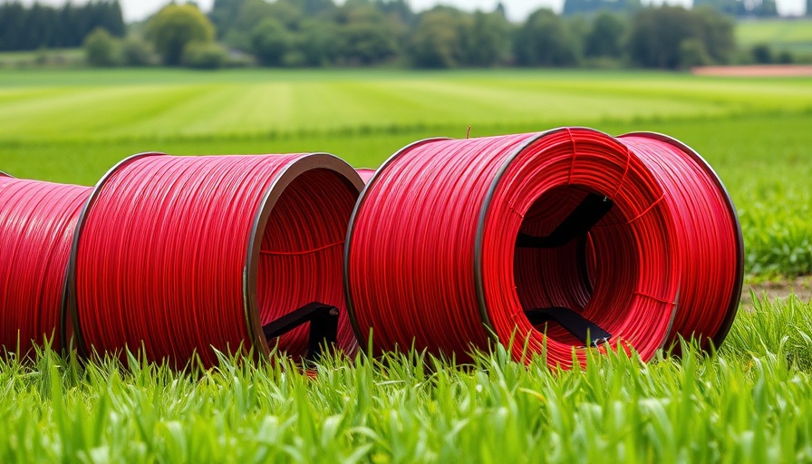 Fiber optic cables for internet company installation in Beauregard Parish field.