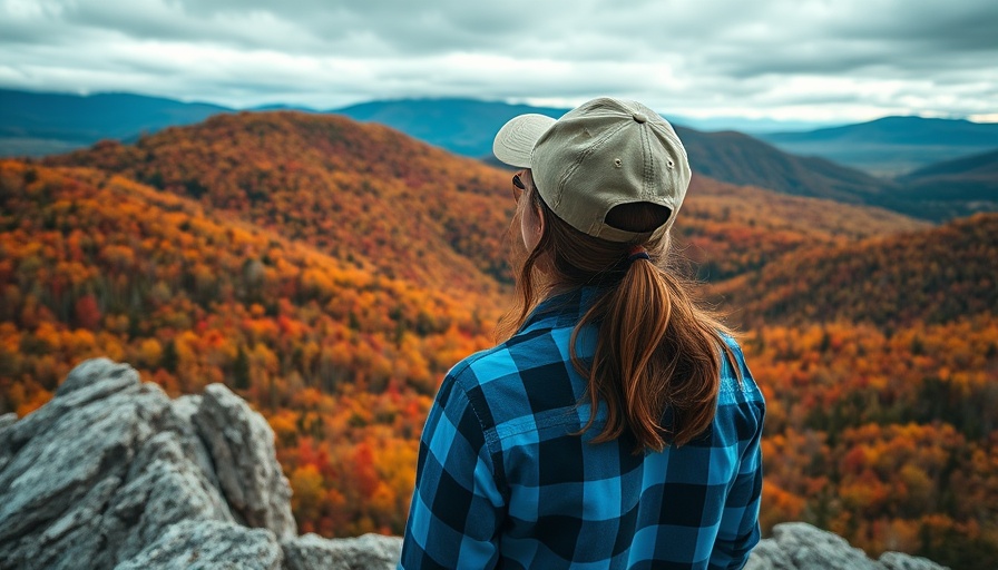 Woman overlooking scenic mountain view in autumn; Stories of Valor.