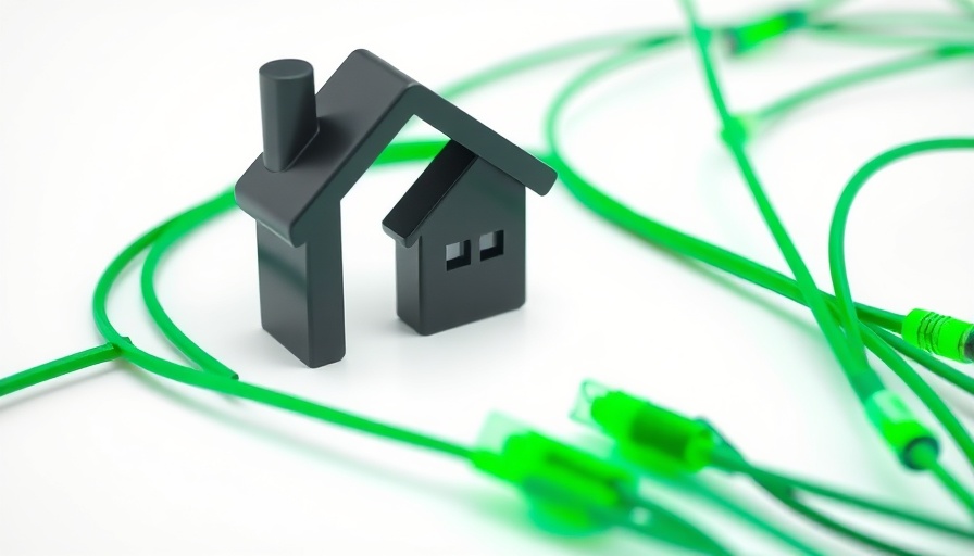 3D illustration of fiber optics connecting a house, representing UK full fibre providers for new build homes.