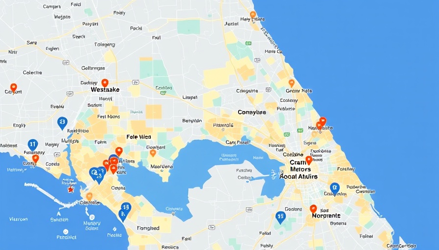 Map showing fiber internet network in Westlake, Florida with coverage area.