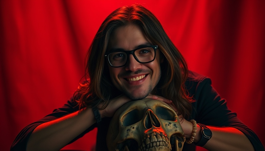 Man with glasses smiling with skull, Romero Games closure.