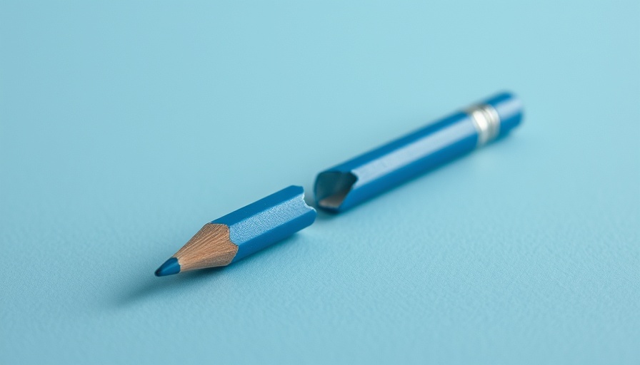Broken blue pencil symbolizing communication challenges in tough business times.