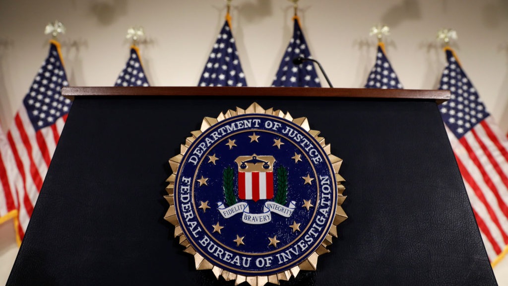 Close-up of FBI jacket symbolizing FBI headquarters move.