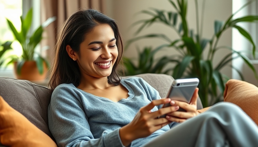 Woman using smartphone with North Carolina internet providers.