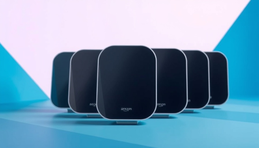 Sleek Amazon Eero 6+ Mesh Wi-Fi System with minimalist blue background.