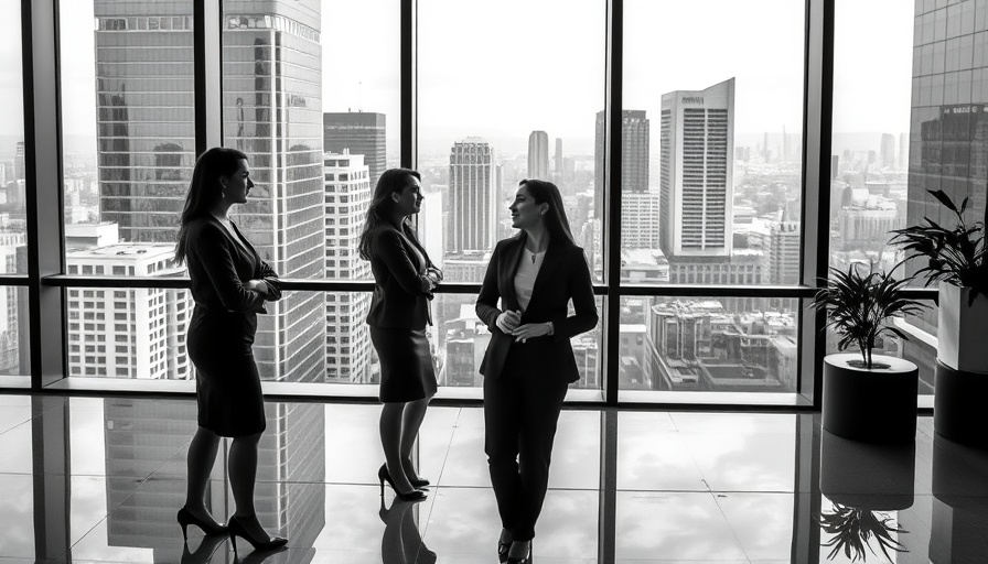 Professional women discussing leadership during change in office.