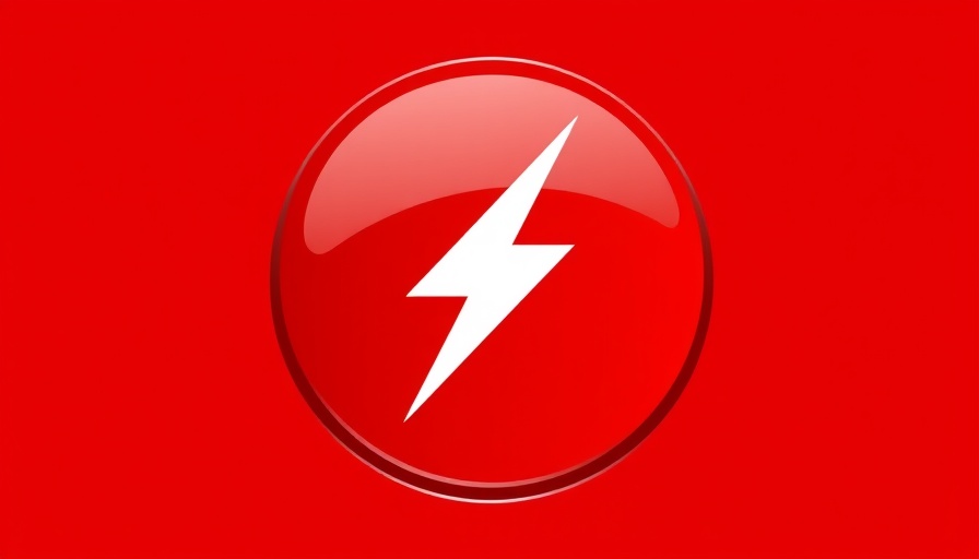 Red lightning bolt icon on a vibrant red circle symbolizing connectivity or speed.