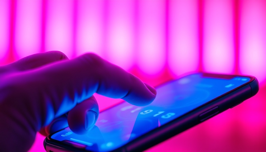 Smartphone under neon lights illustrating how to use AI to network.