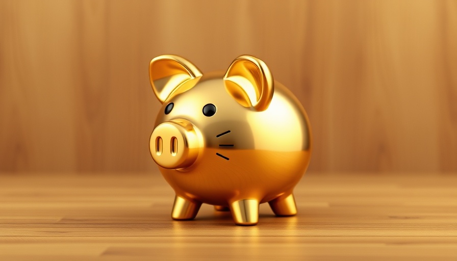 Elegant golden piggy bank on wooden surface, best savings accounts.