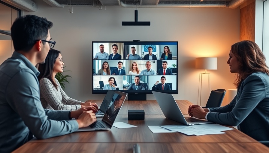Team in office using Unifi Ultra Free Smart TV for video conference.