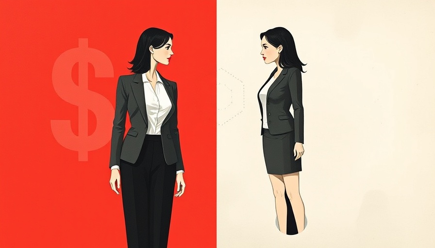 Conceptual art representing gender wage gap with divided background.