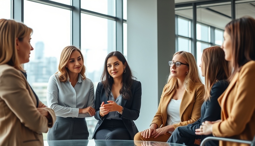 Women in business meeting discussing AI recruiting software in office