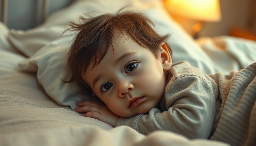 Timid child lying on bed expressing caution.