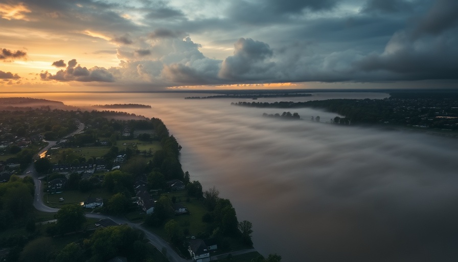 Flooded river at sunset symbolizing collective grief in the workplace.