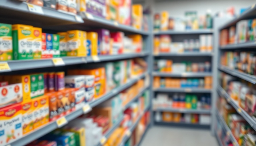 Blurred pharmacy shelf with vibrant product boxes, HSA Changes Hiring Strategy.
