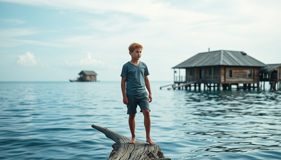Young person contemplating career outcomes while standing on sinking structure in water.