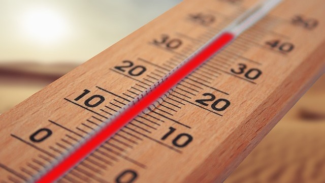 Protecting employees from heat and climate extremes: worker carrying supplies.