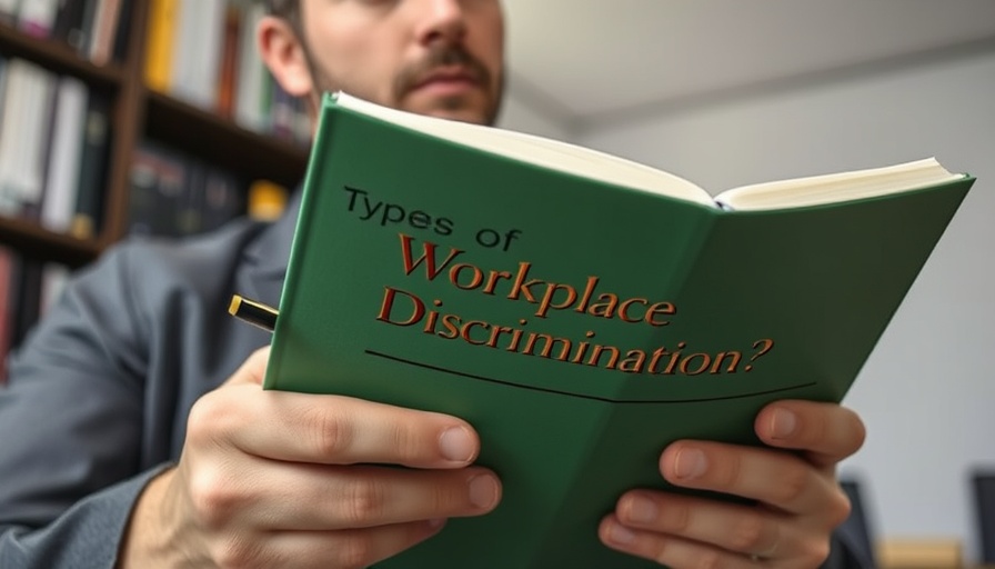 HR compliance book on workplace discrimination in an office setting.