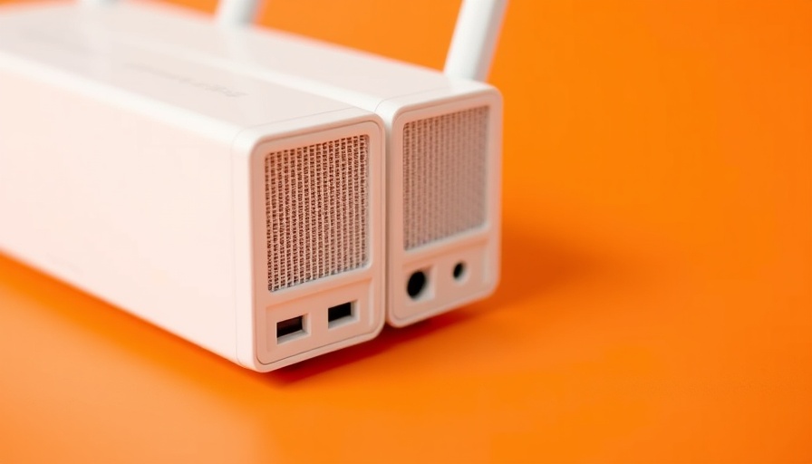 White mesh routers on vibrant orange surface, minimalistic design.