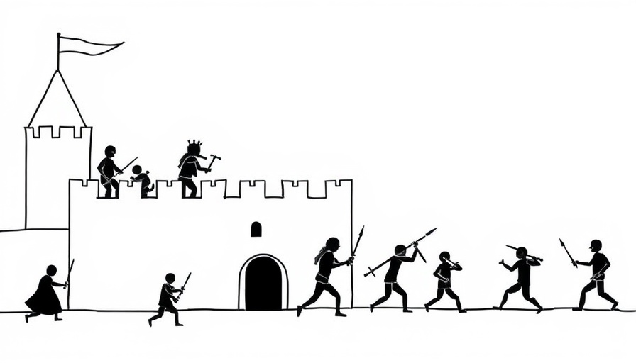 Minimalist stick-figure castle siege art, Preparing for Life's Siege theme.