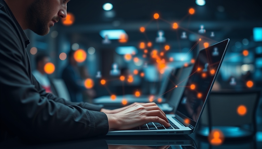 AI in hiring legal implications visualized with digital network on laptop.
