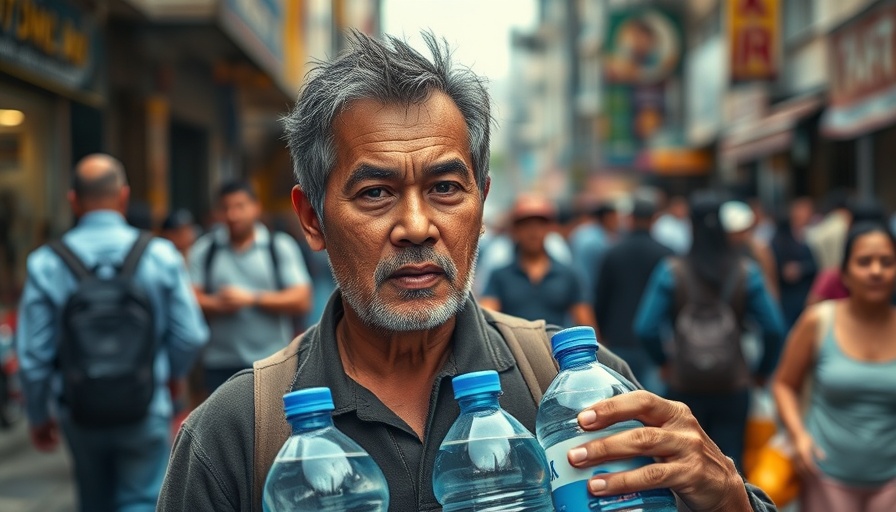 Worker transports water bottles to protect employees from heat.